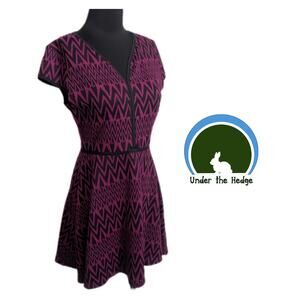 Y2K PaperDoll Black Berry Geometric Dress Medium 5B Whimsigoth Grunge Q1